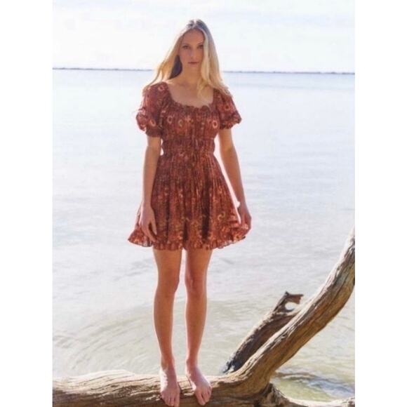 Ulla Johnson Juniper Mini Dress Prairie Cottage Milkmaid Rosebud Crimson Red 0 - Picture 2 of 12